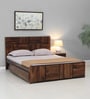 Bergen Sheesham Wood Queen Size Bed In Provincial Teak Finish With Drawer Storage