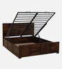 Bergen Sheesham Wood Queen Size Bed In Provincial Teak Finish With Hydraulic Storage