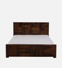 Bergen Sheesham Wood Queen Size Bed In Provincial Teak Finish With Hydraulic Storage