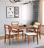 Berlin Solid Wood 4 Seater Dining Set In Teak Honey Finish