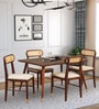 Berlin Solid Wood 4 Seater Dining Set In Walnut Finish