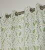 Bern Green Cotton 230 GSM  Floral 5 Feet Room Darkening Eyelet Window Curtains (2 Pc)