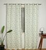 Bern Green Cotton 230 GSM  Floral 7 Feet Room Darkening Eyelet Door Curtains (2 Pc)