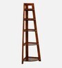 Bern Solid Wood Foldable Corner Bookshelf in Scratch Resistant Honey Oak Finish