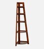 Bern Solid Wood Foldable Corner Bookshelf in Scratch Resistant Honey Oak Finish