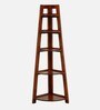Bern Solid Wood Foldable Corner Bookshelf in Scratch Resistant Honey Oak Finish