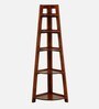 Bern Solid Wood Foldable Corner Bookshelf in Scratch Resistant Honey Oak Finish
