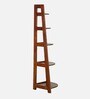 Bern Solid Wood Foldable Corner Bookshelf in Scratch Resistant Honey Oak Finish