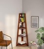 Bern Solid Wood Foldable Corner Bookshelf in Scratch Resistant Honey Oak Finish