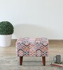 Berry Fabric Foot Stool In Honey Oak Finish