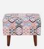Berry Fabric Foot Stool In Honey Oak Finish