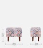 Berry Fabric Foot Stool In Honey Oak Finish