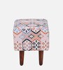 Berry Fabric Foot Stool In Honey Oak Finish