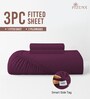 Berry Plum Solid 400 TC Cotton King Sized Fitted sheet with 2 Pillow Covers