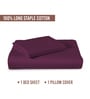 Berry Plum Solid 400 TC Cotton Single Sized Bedsheet with 1 Pillow Cover