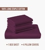 Berry Plum Solid 400 TC Cotton Super King Sized Bedsheet with 4 Pillow Covers