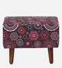 Berry Upholstered Seating Stool In Floral Print on Blue Colour