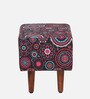 Berry Upholstered Seating Stool In Floral Print on Blue Colour
