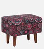 Berry Upholstered Seating Stool In Floral Print on Blue Colour