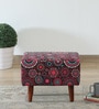 Berry Upholstered Seating Stool In Floral Print on Blue Colour