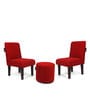 Betty Fabric Coffee Table Set in Red Colour with 2 Chairs