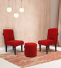 Betty Fabric Coffee Table Set in Red Colour with 2 Chairs