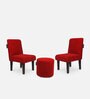 Betty Fabric Coffee Table Set in Red Colour with 2 Chairs