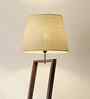 Bezalel WoodenShelf Floor Lamp with Jute Shade & Brown Base