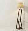 Bezalel WoodenShelf Floor Lamp with Jute Shade & Brown Base