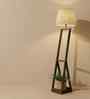 Bezalel WoodenShelf Floor Lamp with Jute Shade & Brown Base