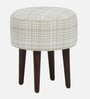 Bezel Fabric Seating Stool In Provincial Teak Finish