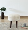 Bezel Fabric Seating Stool In Provincial Teak Finish