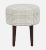 Bezel Fabric Seating Stool In Provincial Teak Finish