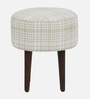 Bezel Fabric Seating Stool In Provincial Teak Finish