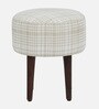 Bezel Fabric Seating Stool In Provincial Teak Finish