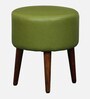 Bezel Leatherette Seating Stool In Green Colour