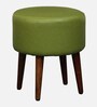 Bezel Leatherette Seating Stool In Green Colour