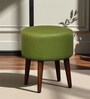 Bezel Leatherette Seating Stool In Green Colour