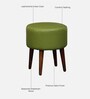 Bezel Leatherette Seating Stool In Green Colour