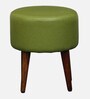 Bezel Leatherette Seating Stool In Green Colour