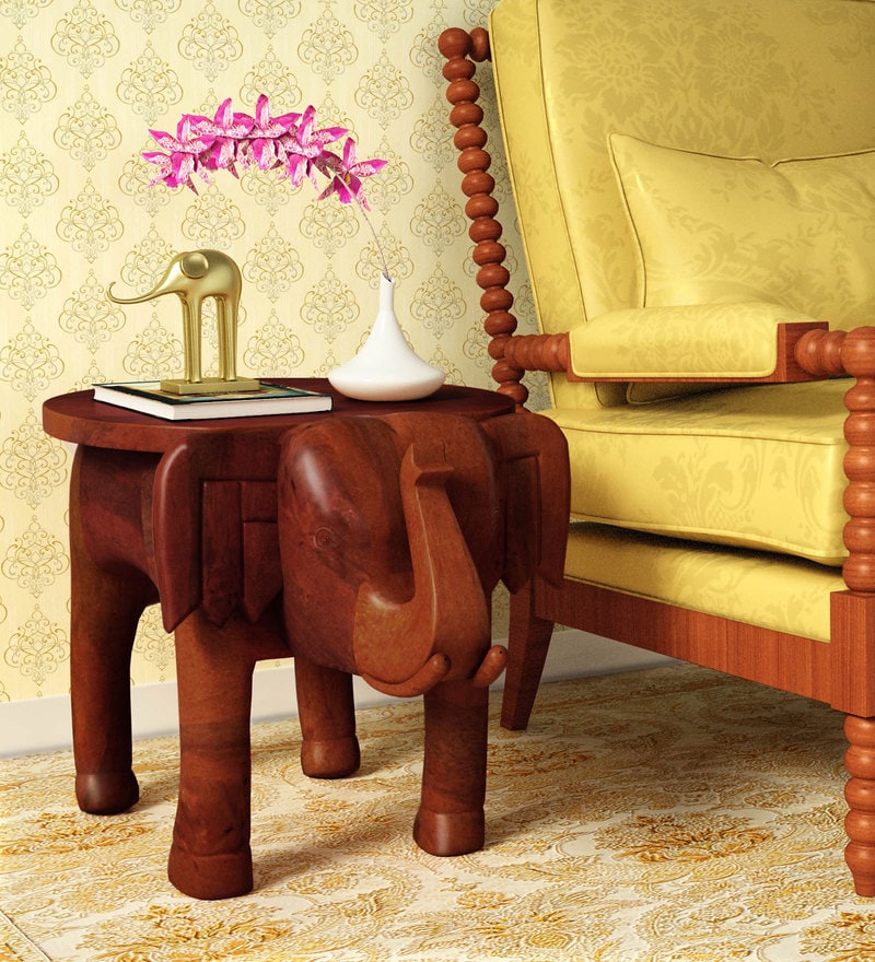 Bhargava Solid Wood End Table In Honey Oak By Mudramark - 