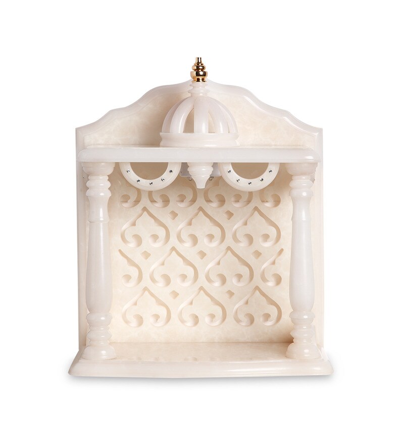 Buy White Onyx Marble Pooja Mandir Without Door By Bhavya Craft
