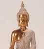 Bhumisparsha Mudra of Gautam Buddha Statue (Gold & White)