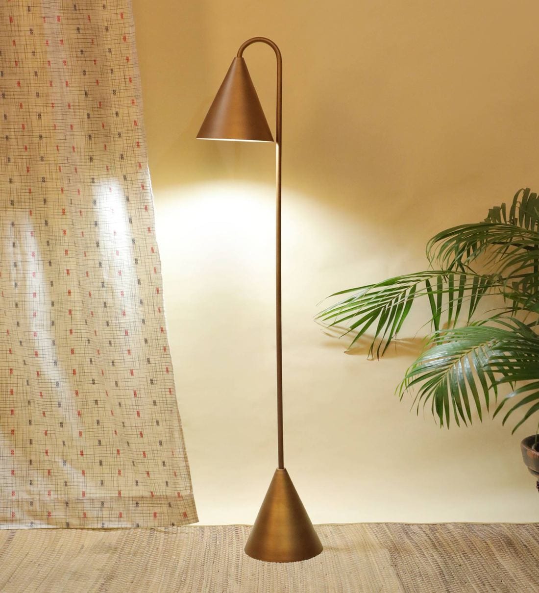 Buy Mario Gold Metal Shade Club Floor Lamp With Metal Base By Lal1