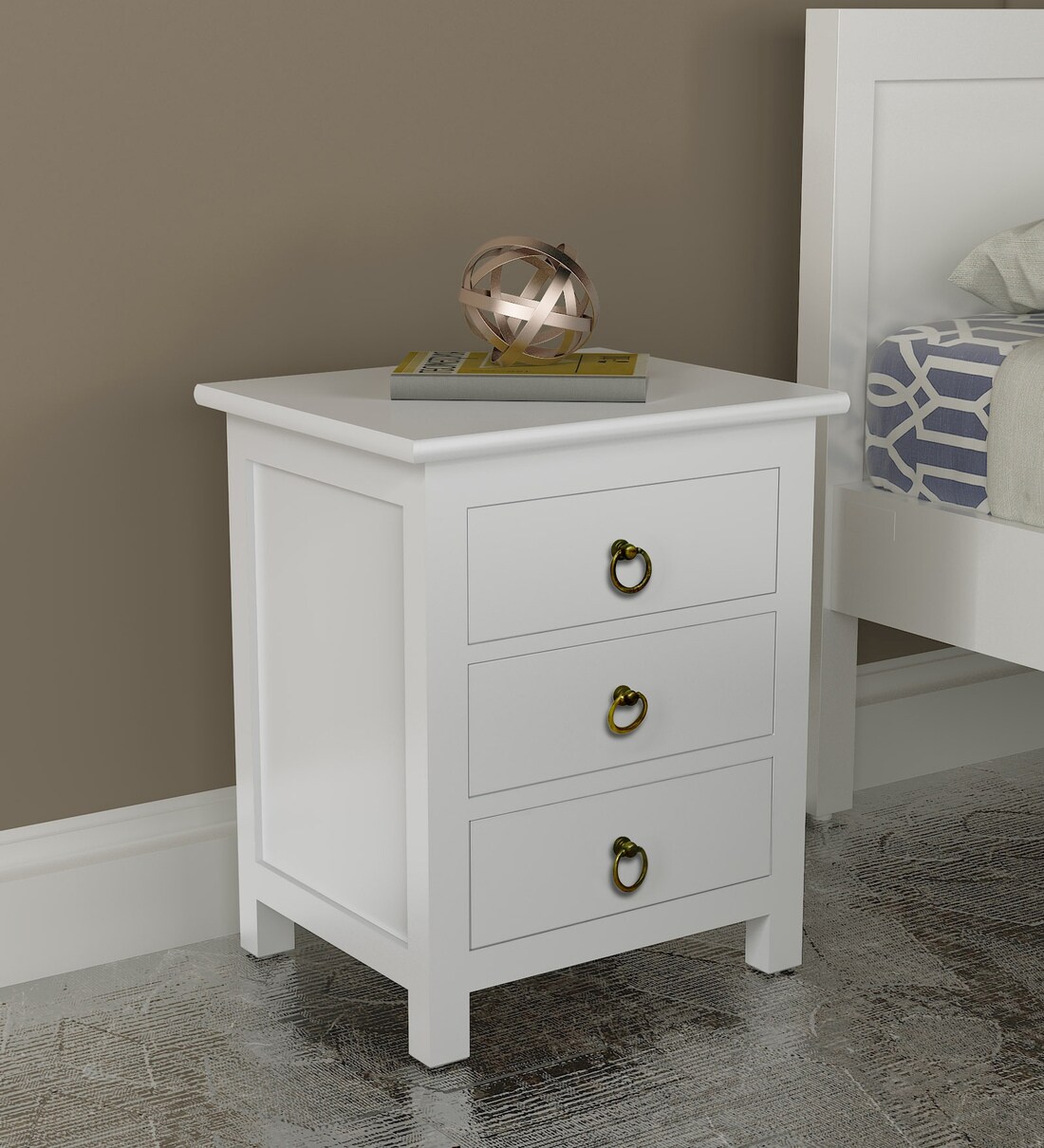 Buy Bianca Solid Wood Bedside Chest in White Finish Woodsworth By