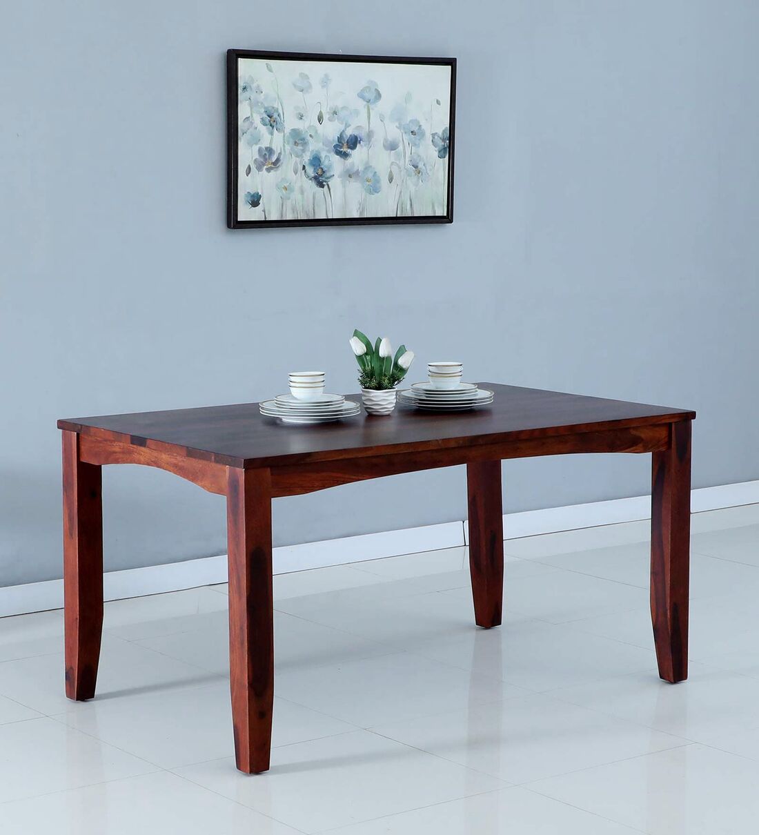 Buy Biscay Sheesham Wood 6 Seater Dining Table in Scratch Resistant