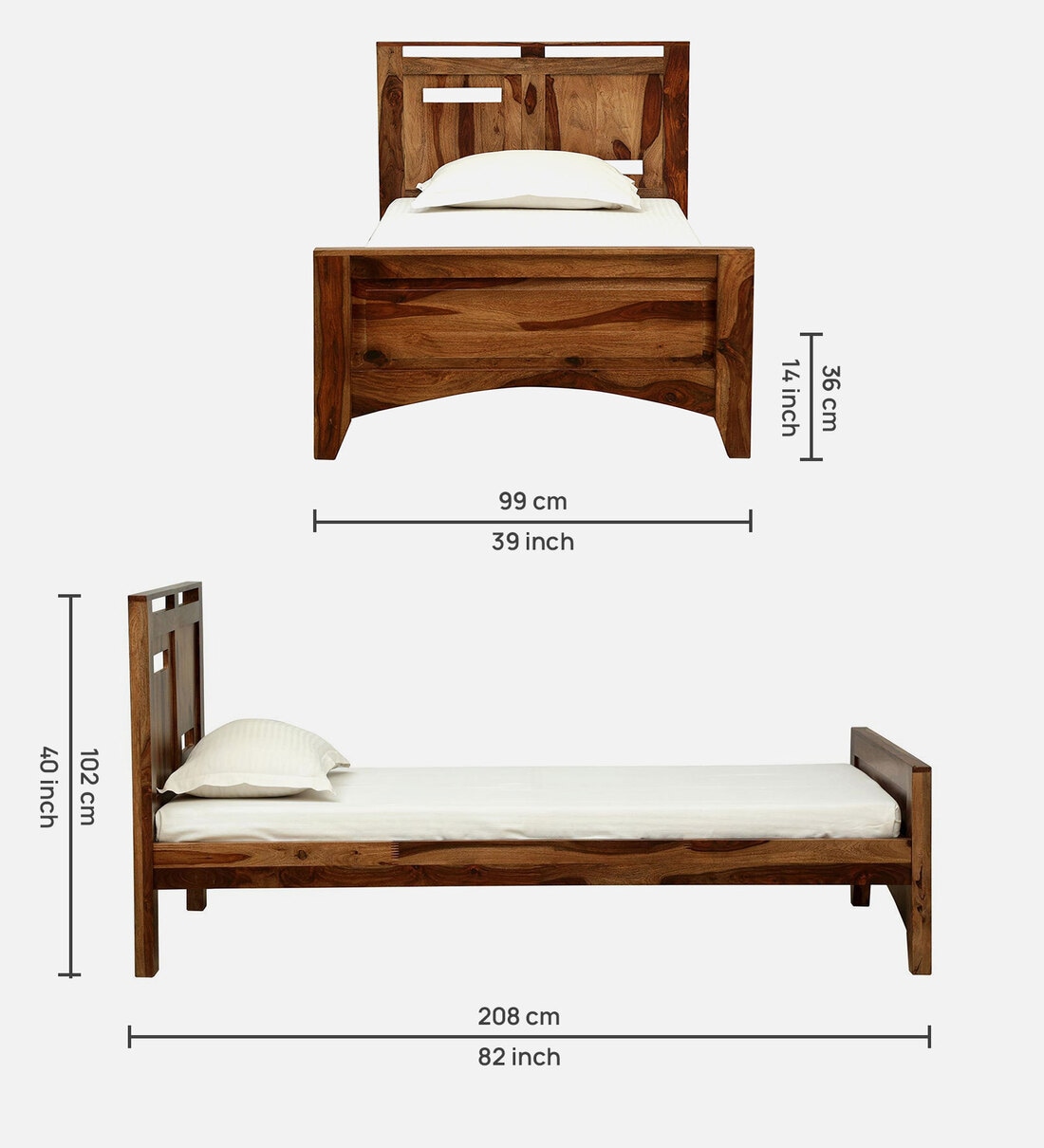 Buy Biscay Solid Wood Single Bed In Rustic Teak Finish By Woodsworth