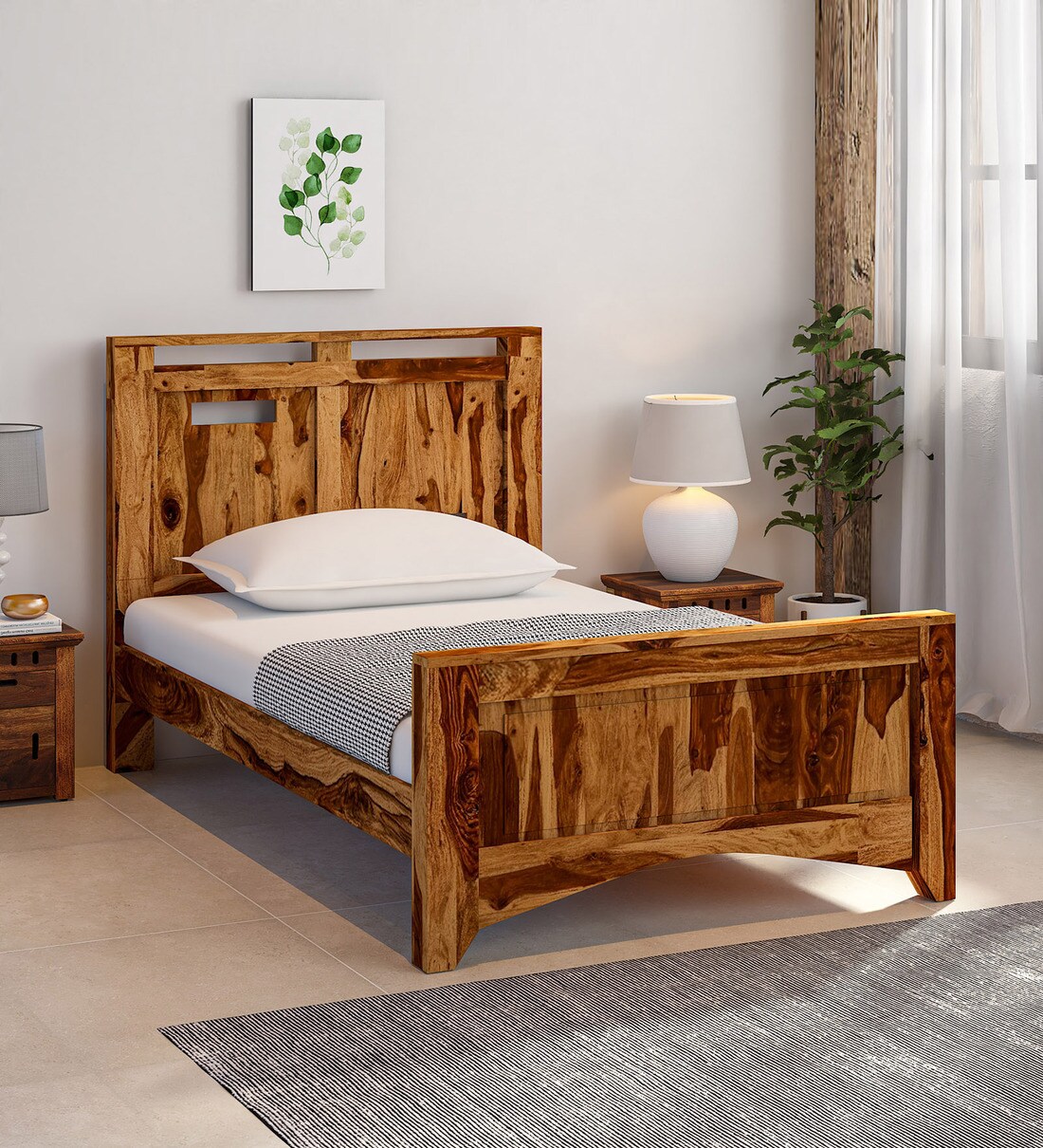 king single bed solid wood