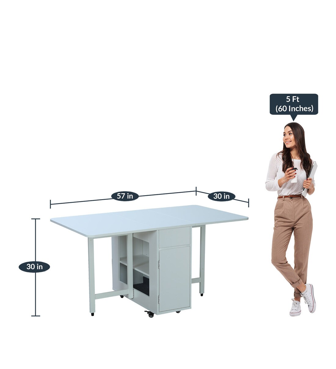 Buy 6 Seater Foldable Dining Table in White Finish by Space