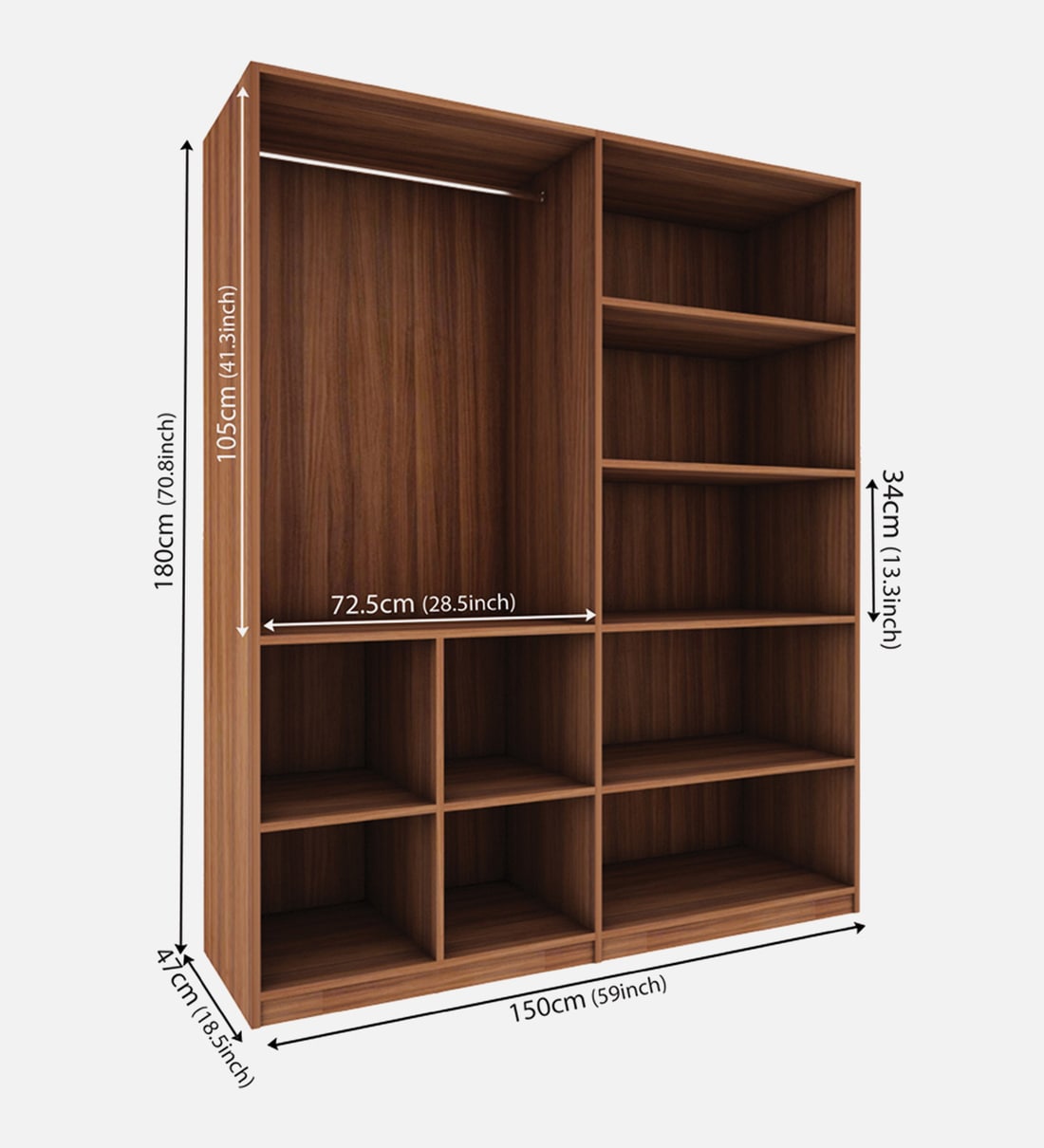 Buy Bison 4 Door Wardrobe in Walnut Finish by Woodbuzz Online - 4 Door ...